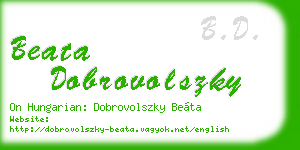 beata dobrovolszky business card